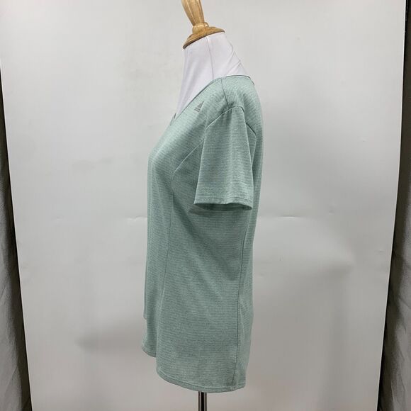 Adidas Nova Shirt Womens M Vape Green Climalite V Neck Performance Short Sleeve - Picture 4 of 11